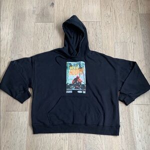H&M Black Graphic oversized Sweatshirt Hoodie